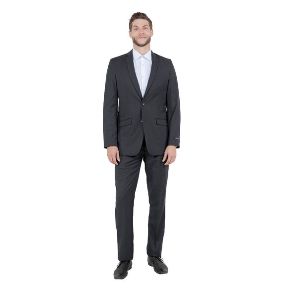 Azzuro's Premium Polyester Slim Fit 2pc Mens Suit, Chaorcoal - Picture 5 of 5